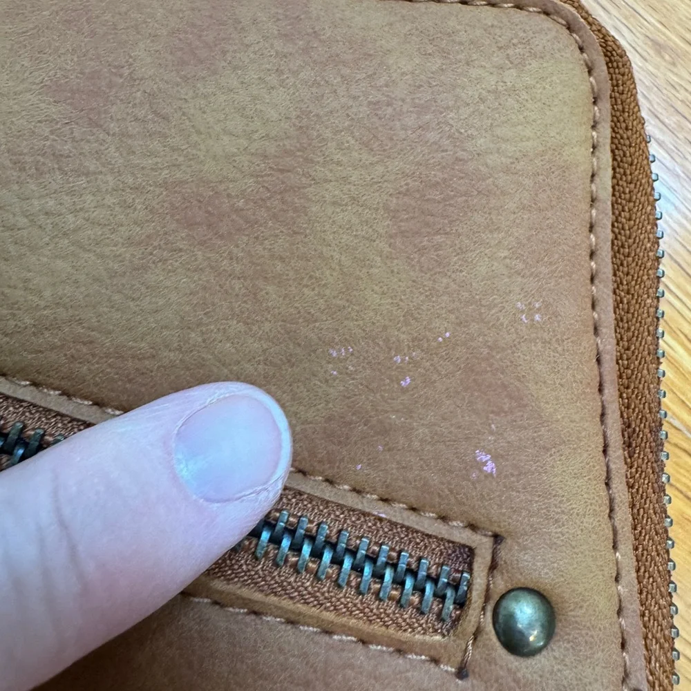 Free People Vegan Leather Zip Wallet / Wristlet – Brown